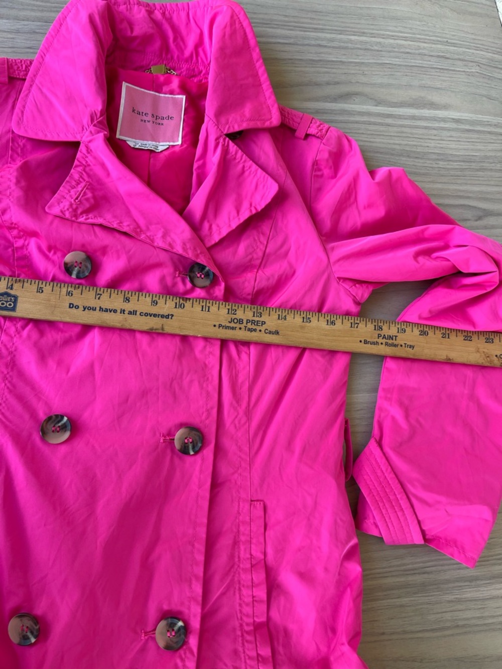 kate spade Vibrant Hot Pink Double-Breasted Trench Coat - Picture 4 of 11